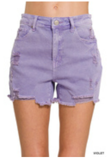 Petal Pop Distressed Denim Shorts