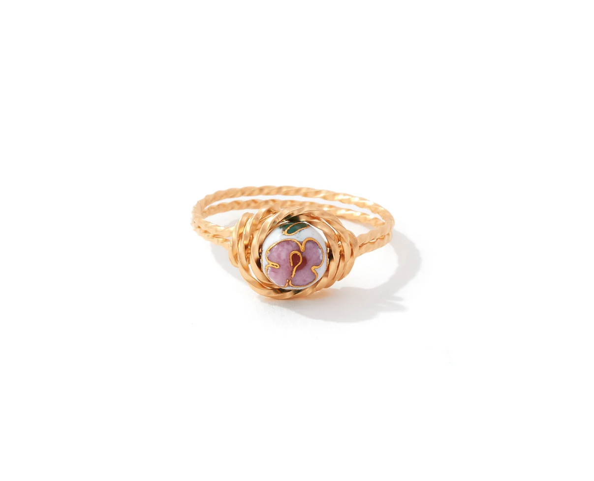 Cloisonne Ring 14k Gold Artist Wire