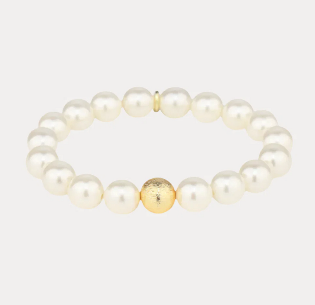 White Pearl Mala Beaded Bracelet