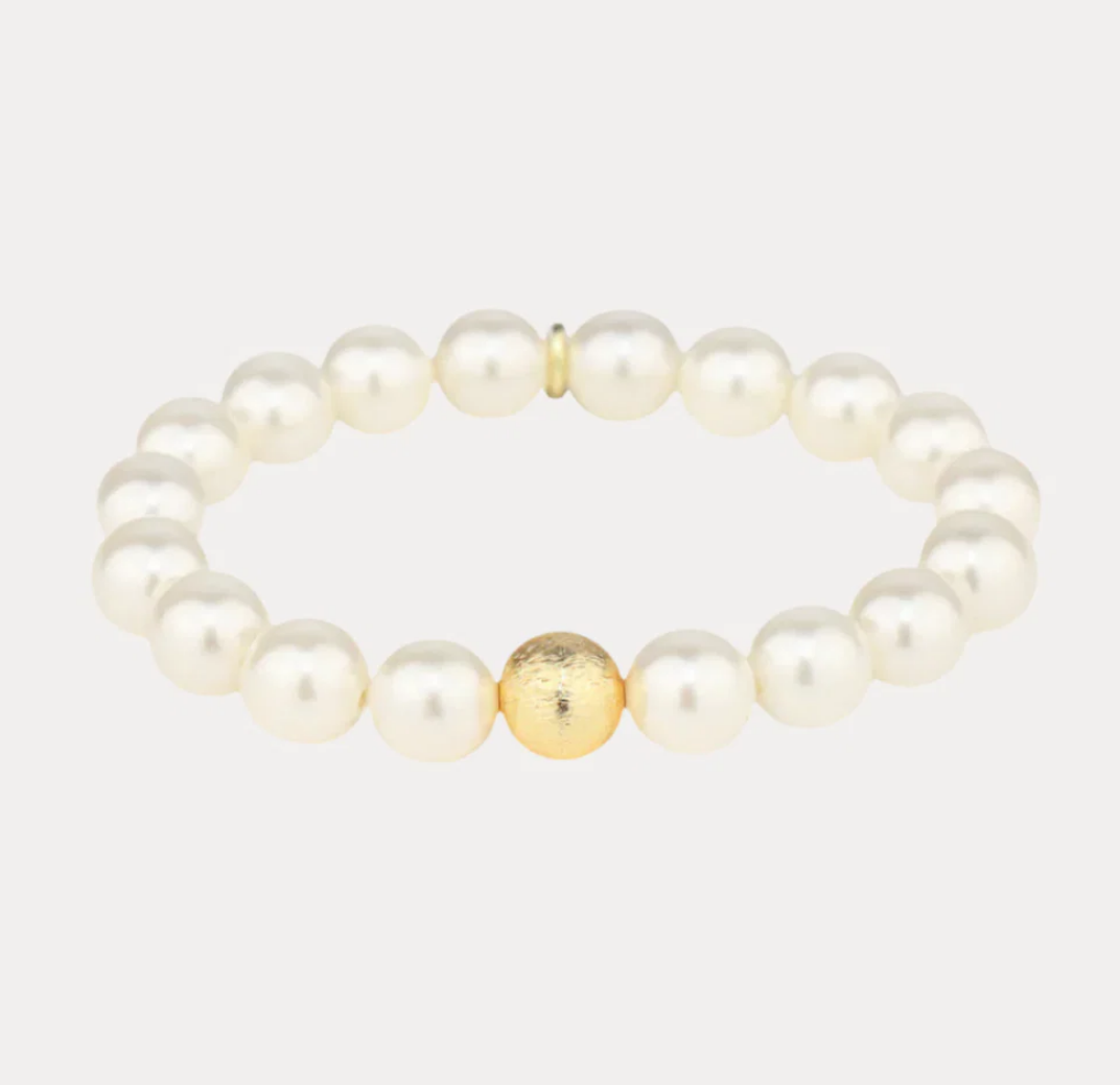 White Pearl Mala Beaded Bracelet