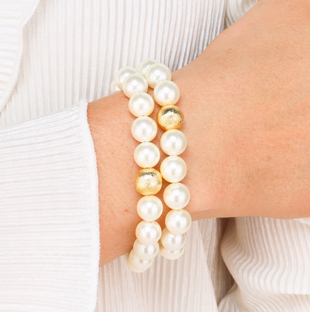 White Pearl Mala Beaded Bracelet