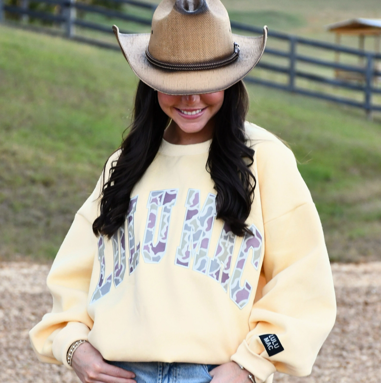 Lulu Mac Camo Embroidered Sweatshirt in Butter