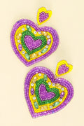 I Heart Mardi Gras Beaded Earrings