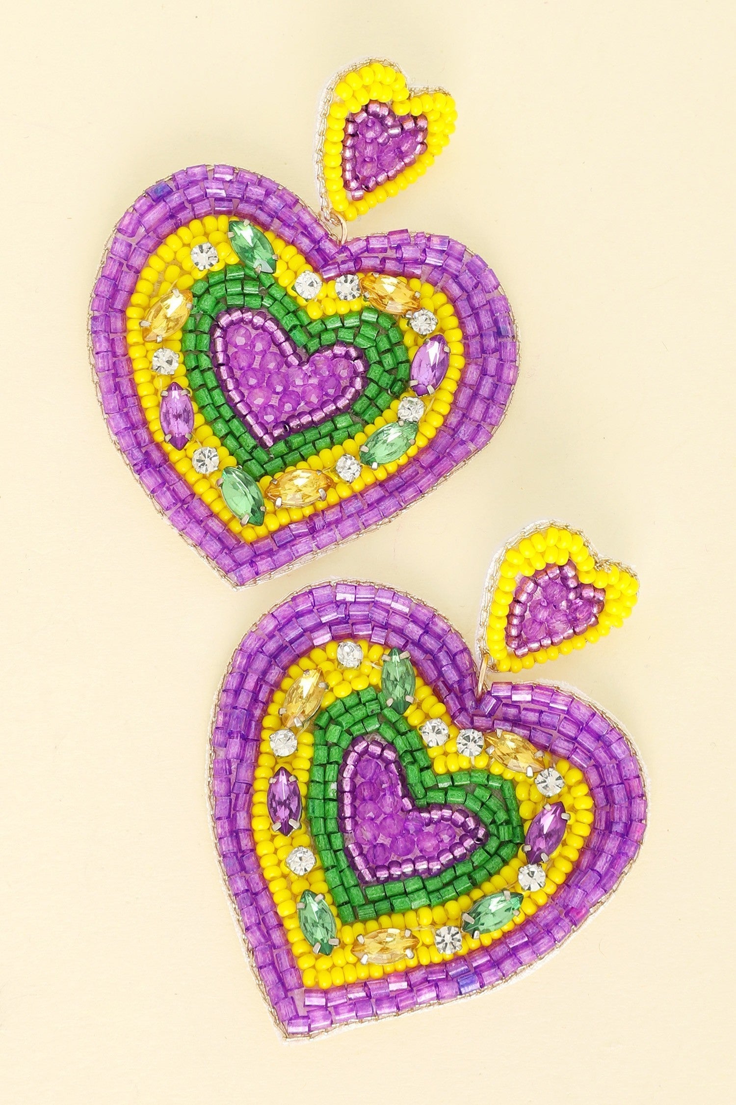 I Heart Mardi Gras Beaded Earrings