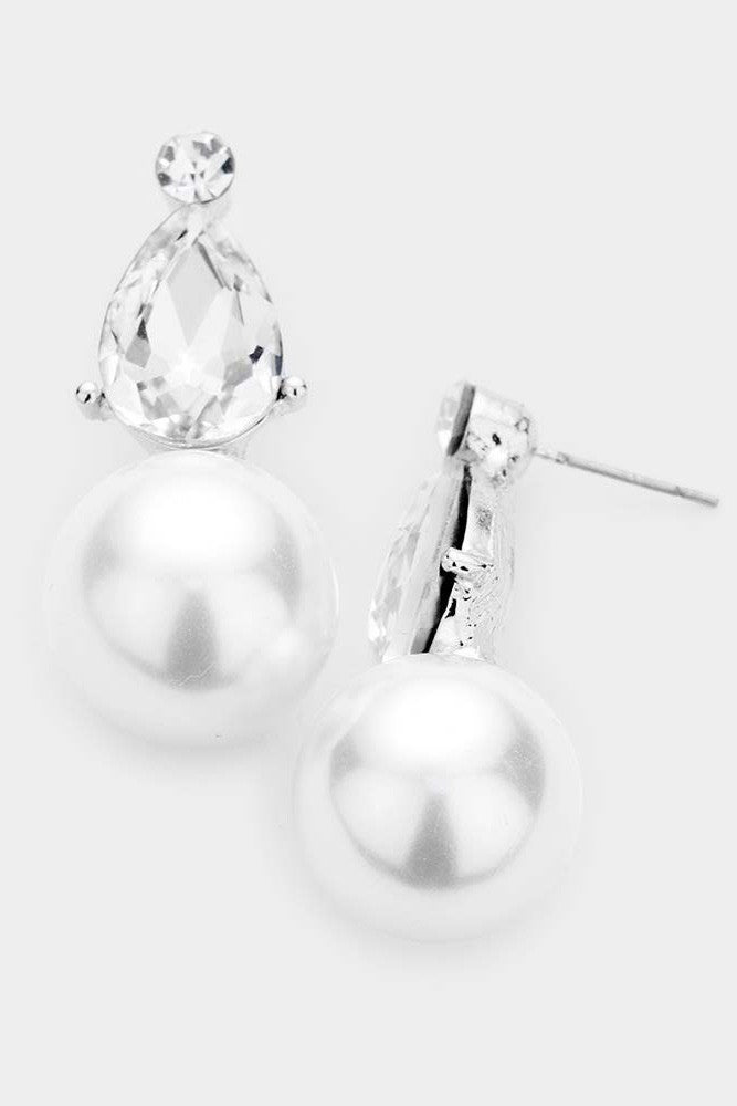 Pear Crystal Pearl Earring