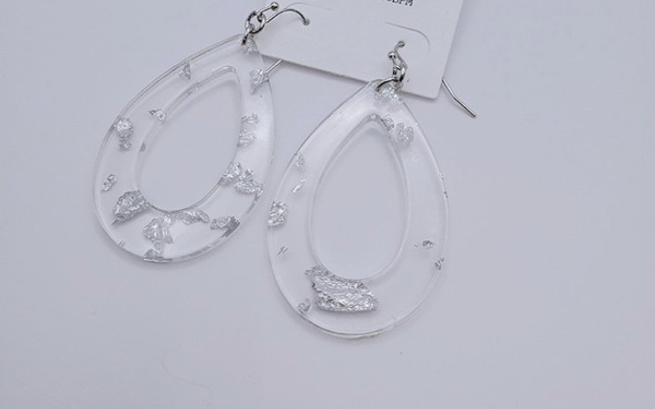 Acrylic Teardrop Foil Earrings