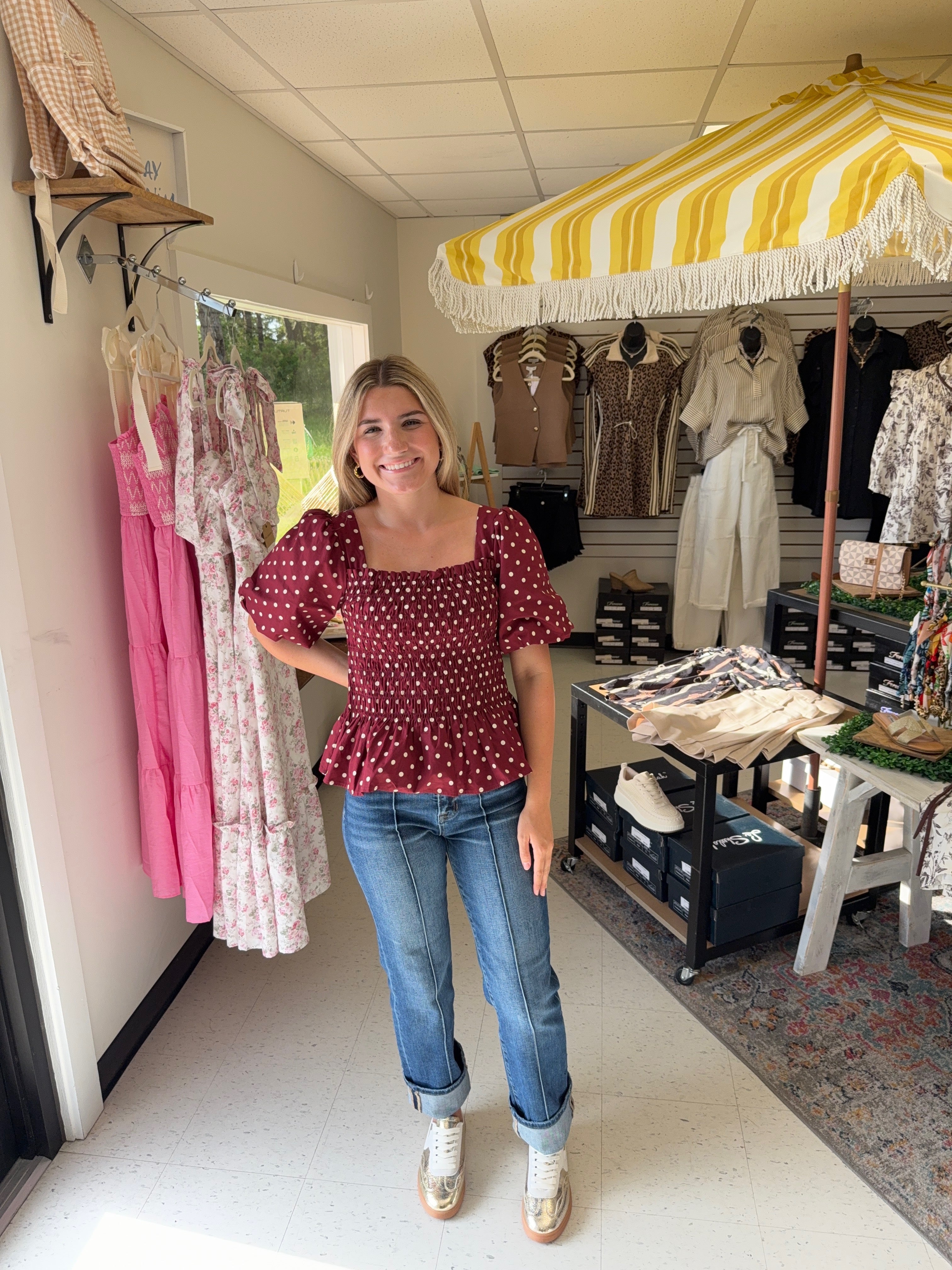 Piper Peplum Polka Dot Top