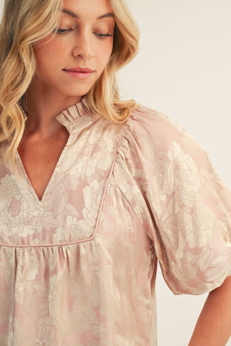 Blushing Peony Satin Blouse