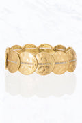 Hammered Circle with Rhinestone Stretch Bracelet