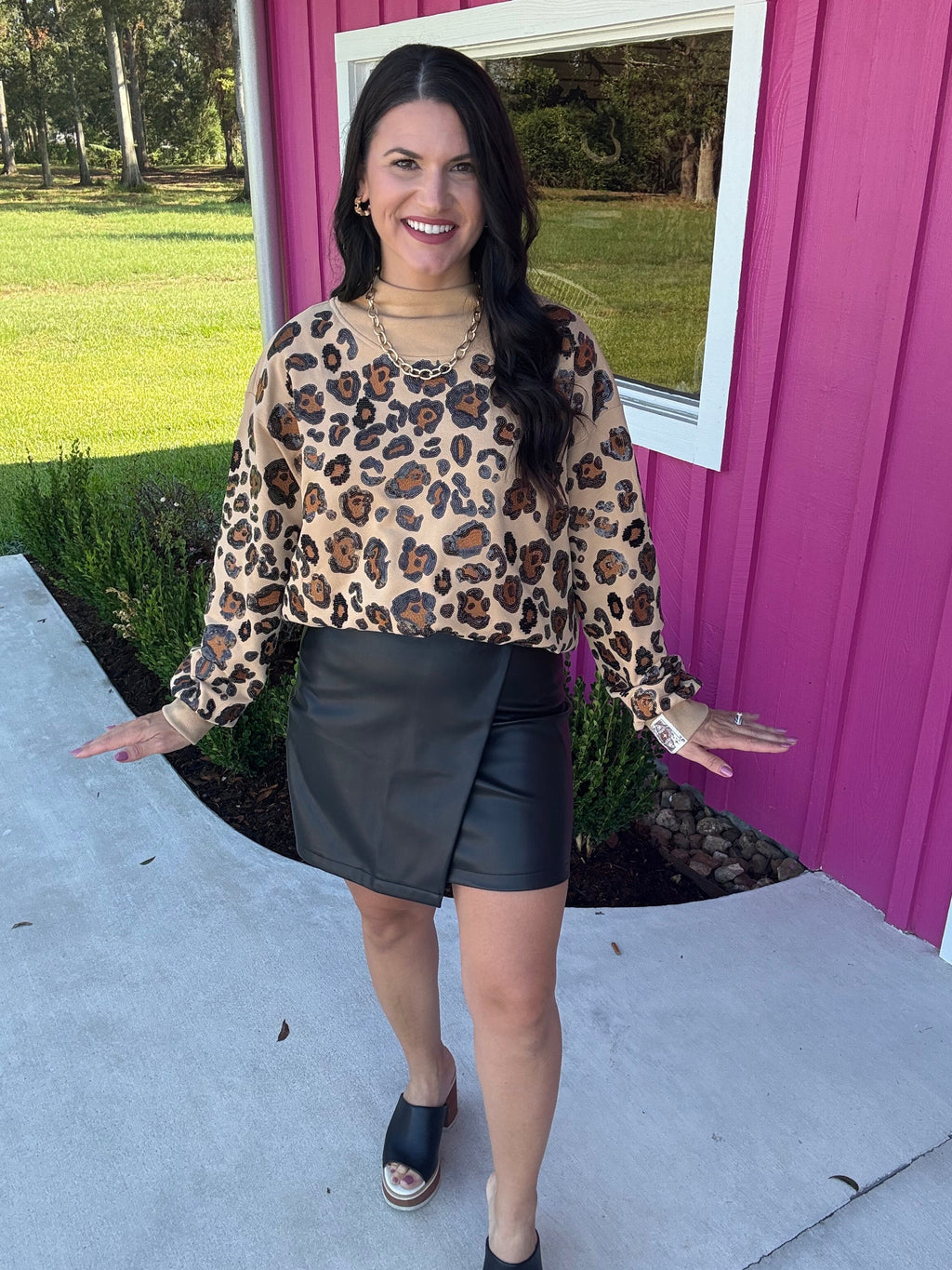 Leopard Mock Neck Sweatshirt