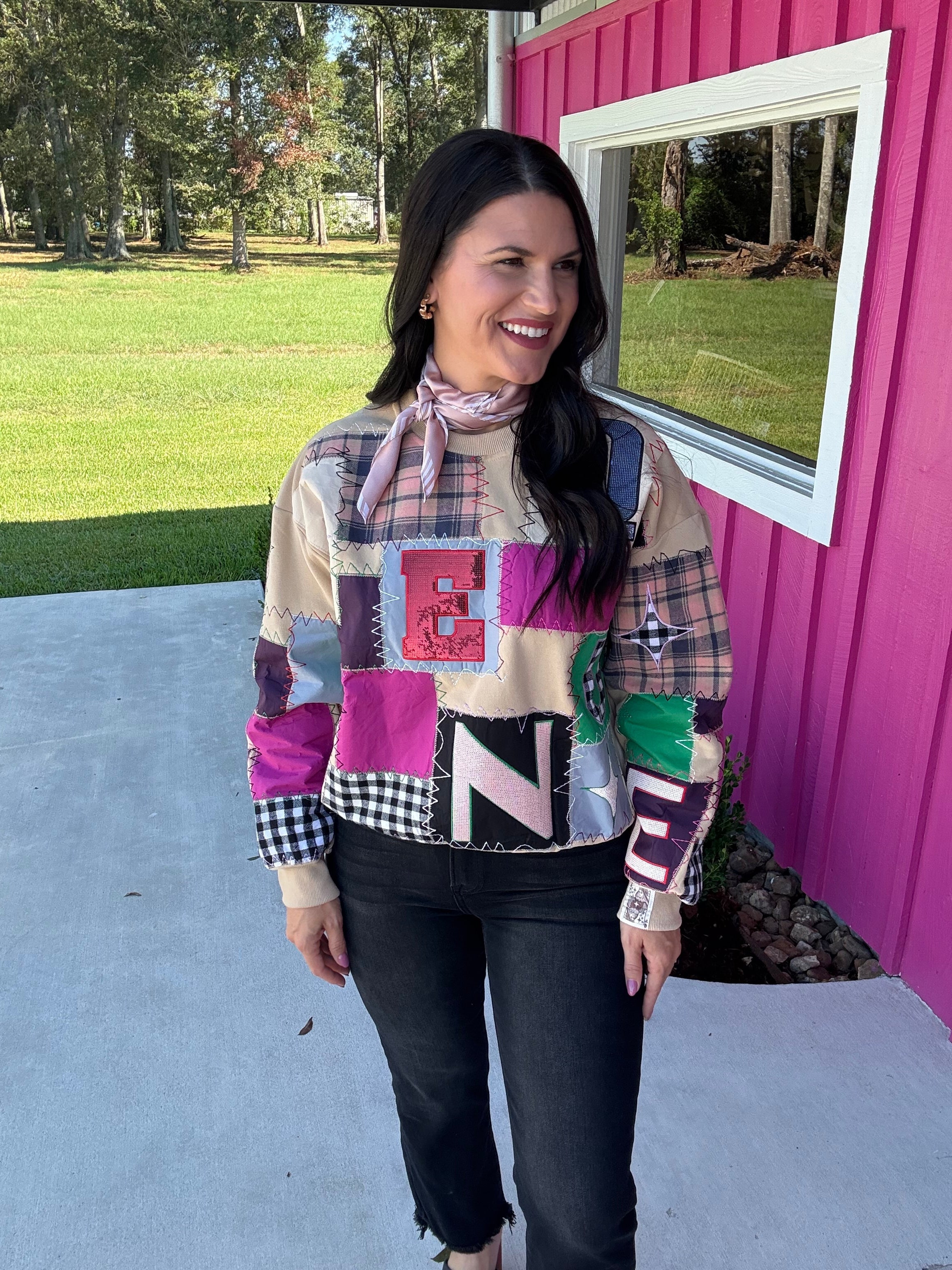 Multi Queen Patchwork Sweatshirt