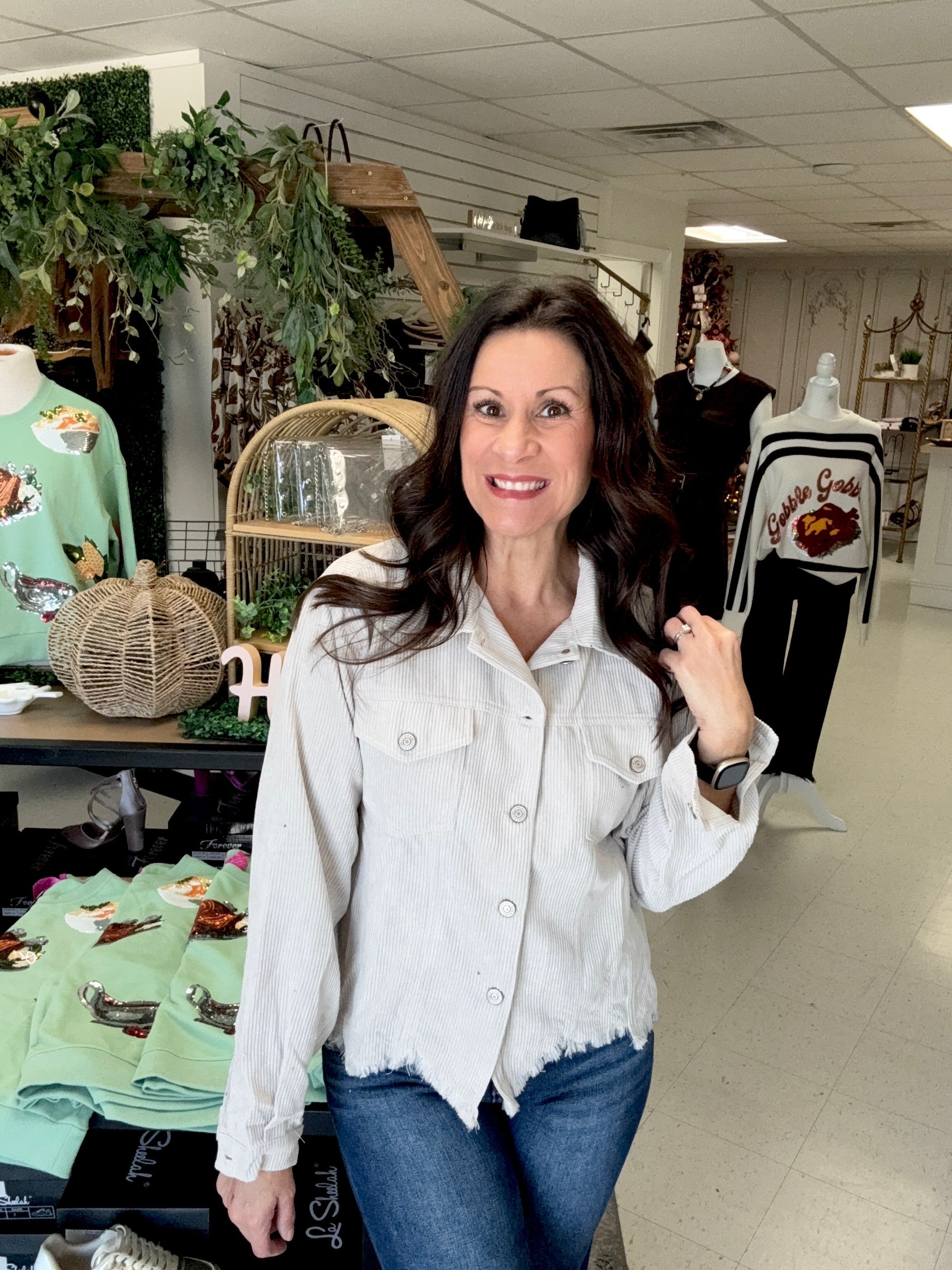 Dilhia Distressed Corduroy Jacket