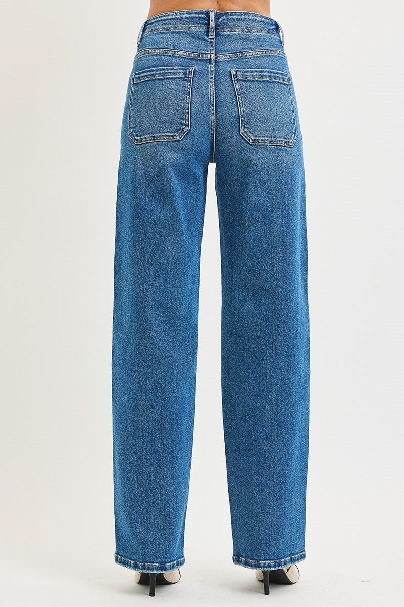 Risen Drawstring Wide Leg Jeans