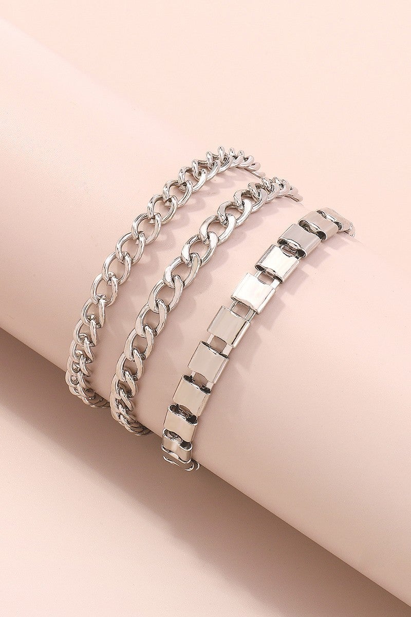 Charm Thick Link w/ Squared Chain Bracelet *Final Sale*