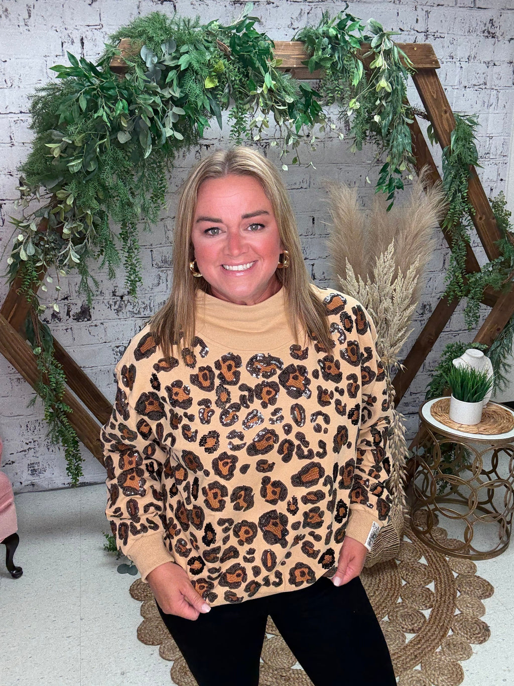 Leopard Mock Neck Sweatshirt