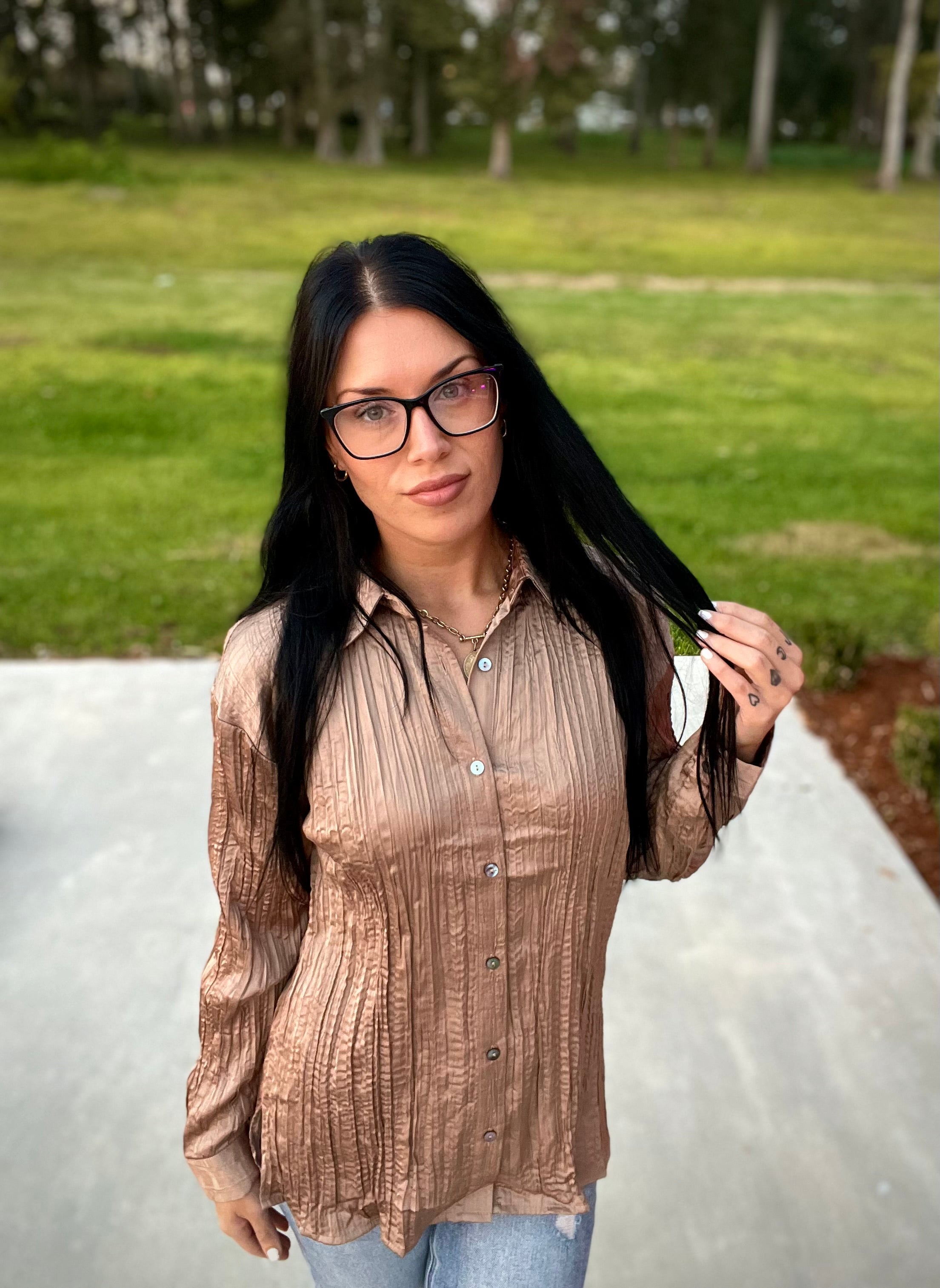 The Lennox Textured Button Blouse