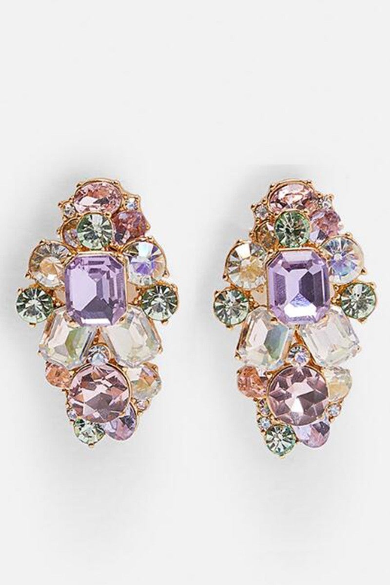 Large Geometric Colorful Crystal Drop Earrings