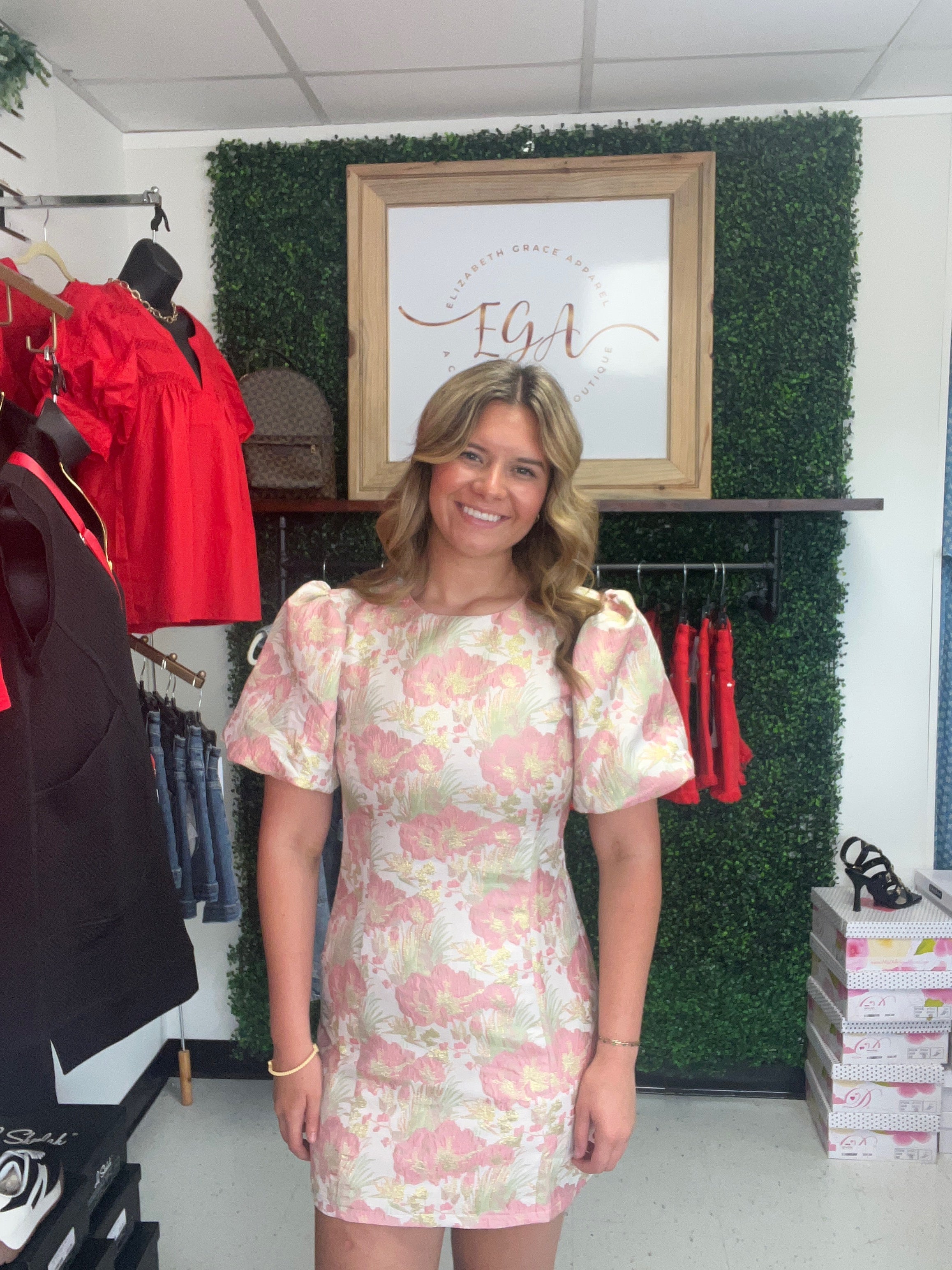 Mae Jacquard Balloon Sleeve Dress