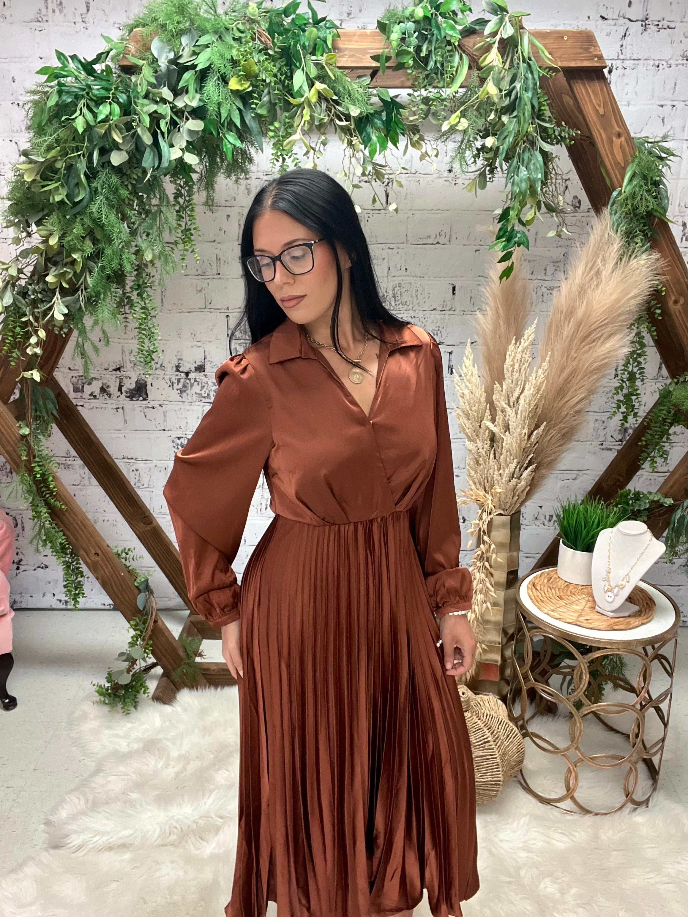 Elegance First Satin Midi Dress