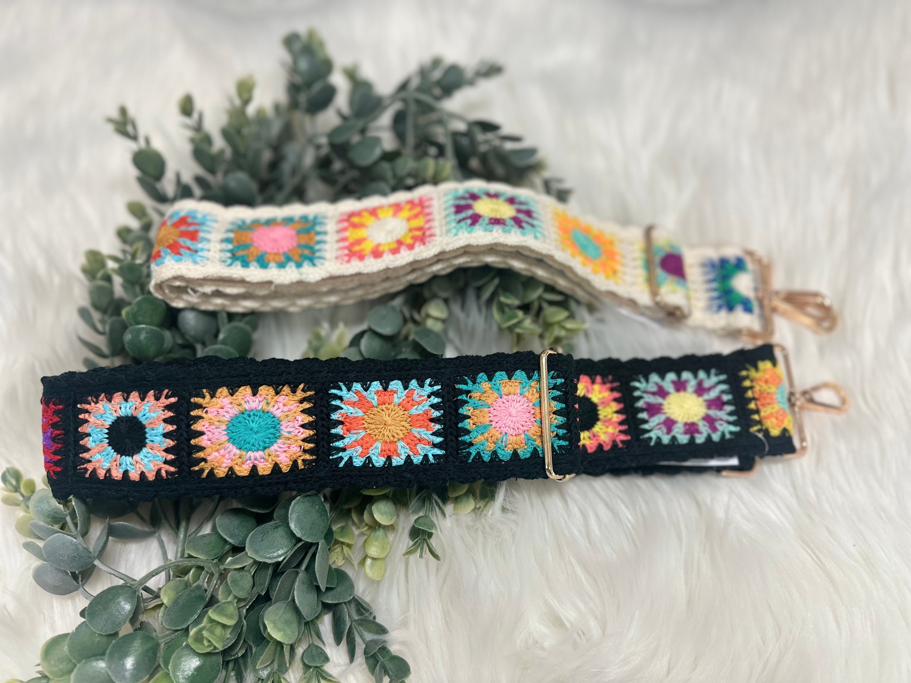 Crochet FLower Guitar Purse Strap