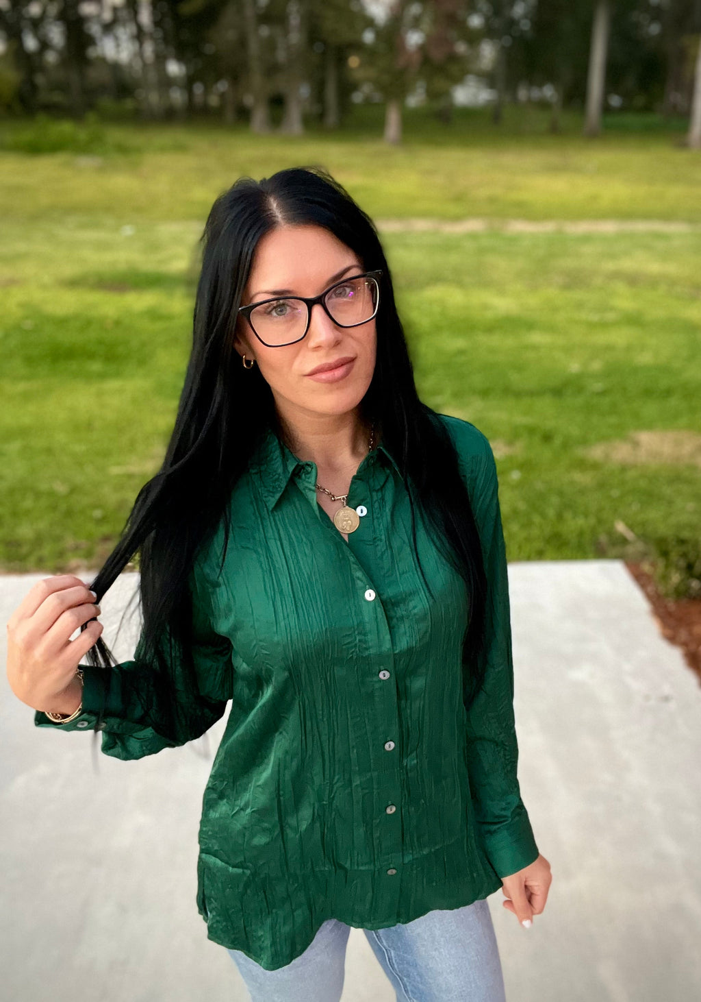 The Lennox Textured Button Blouse