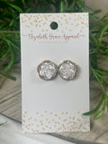 Pearl Rose Button Earrings