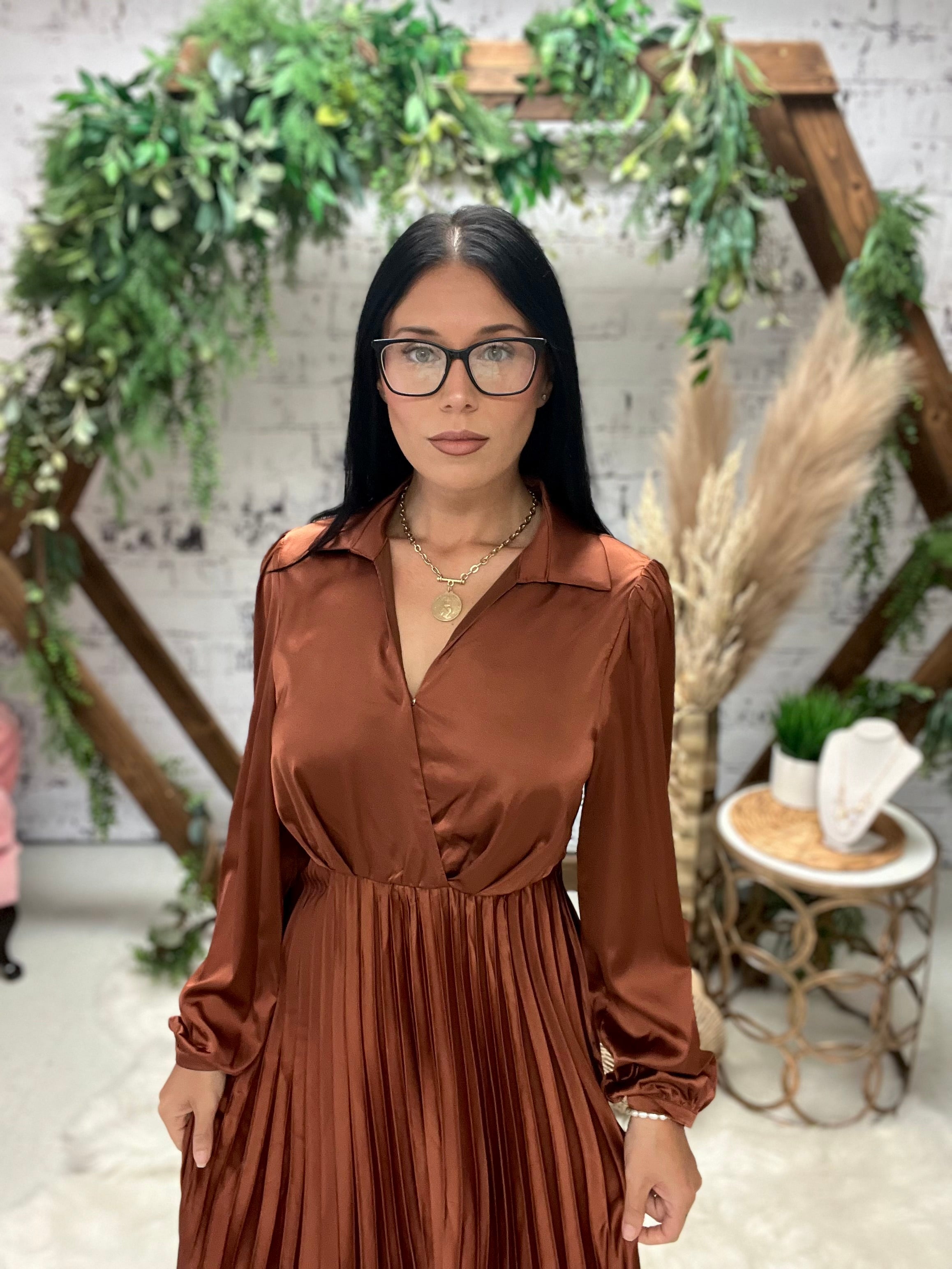 Elegance First Satin Midi Dress