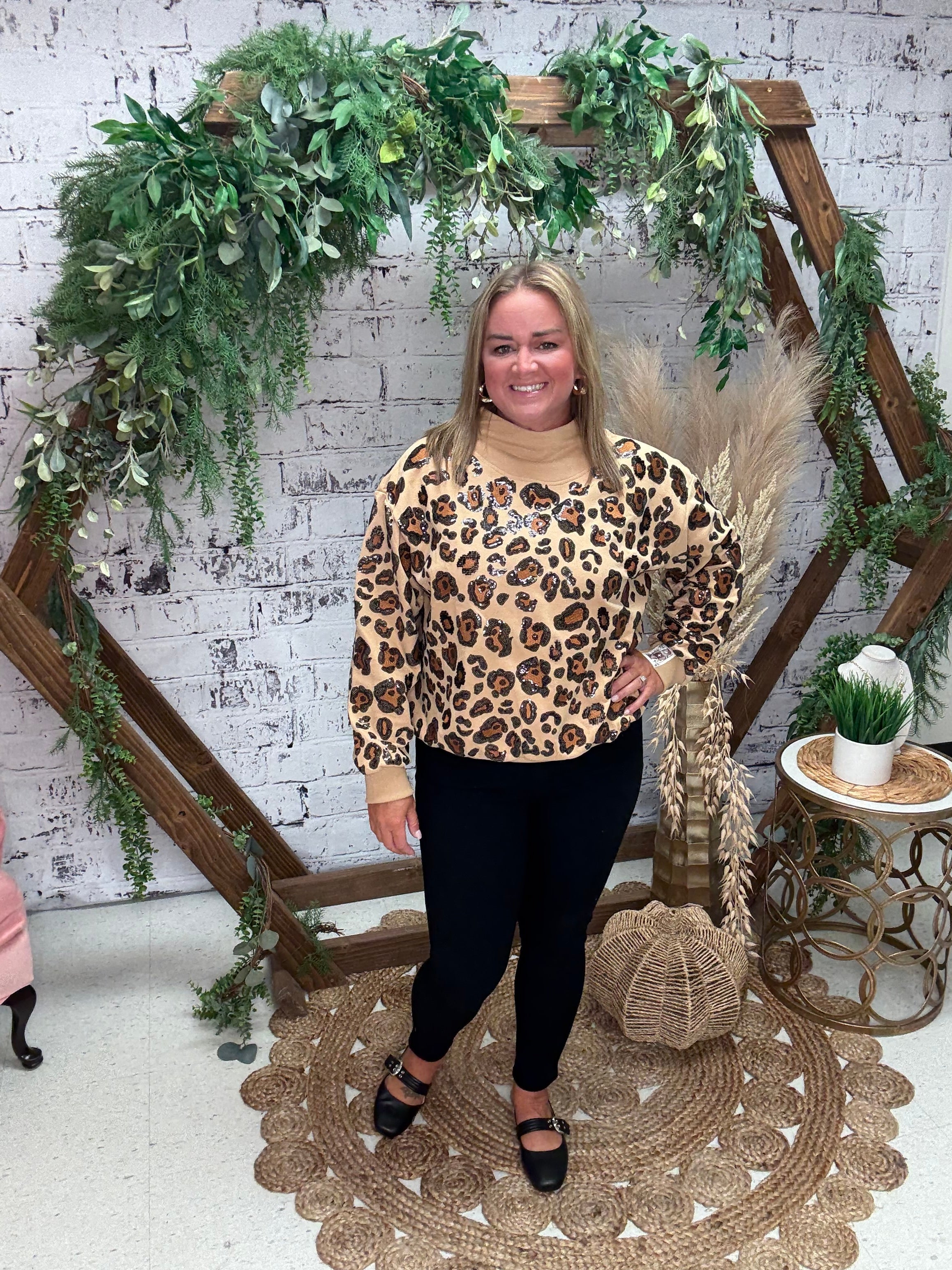 Leopard Mock Neck Sweatshirt