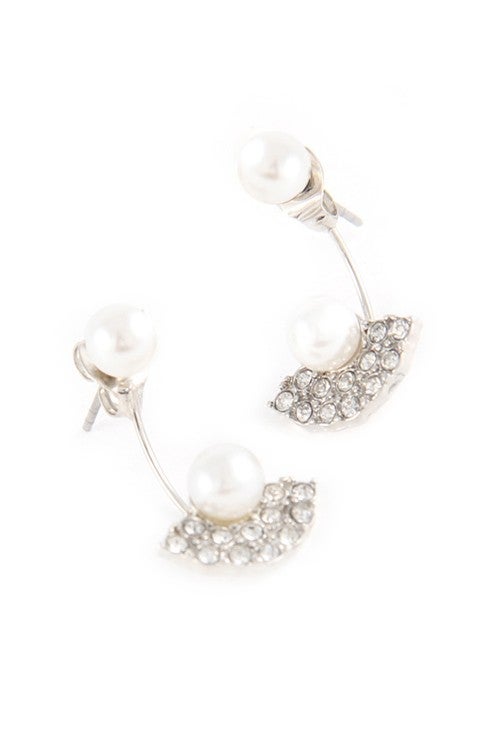 Rhinestone & Pearl Post Drop Earring