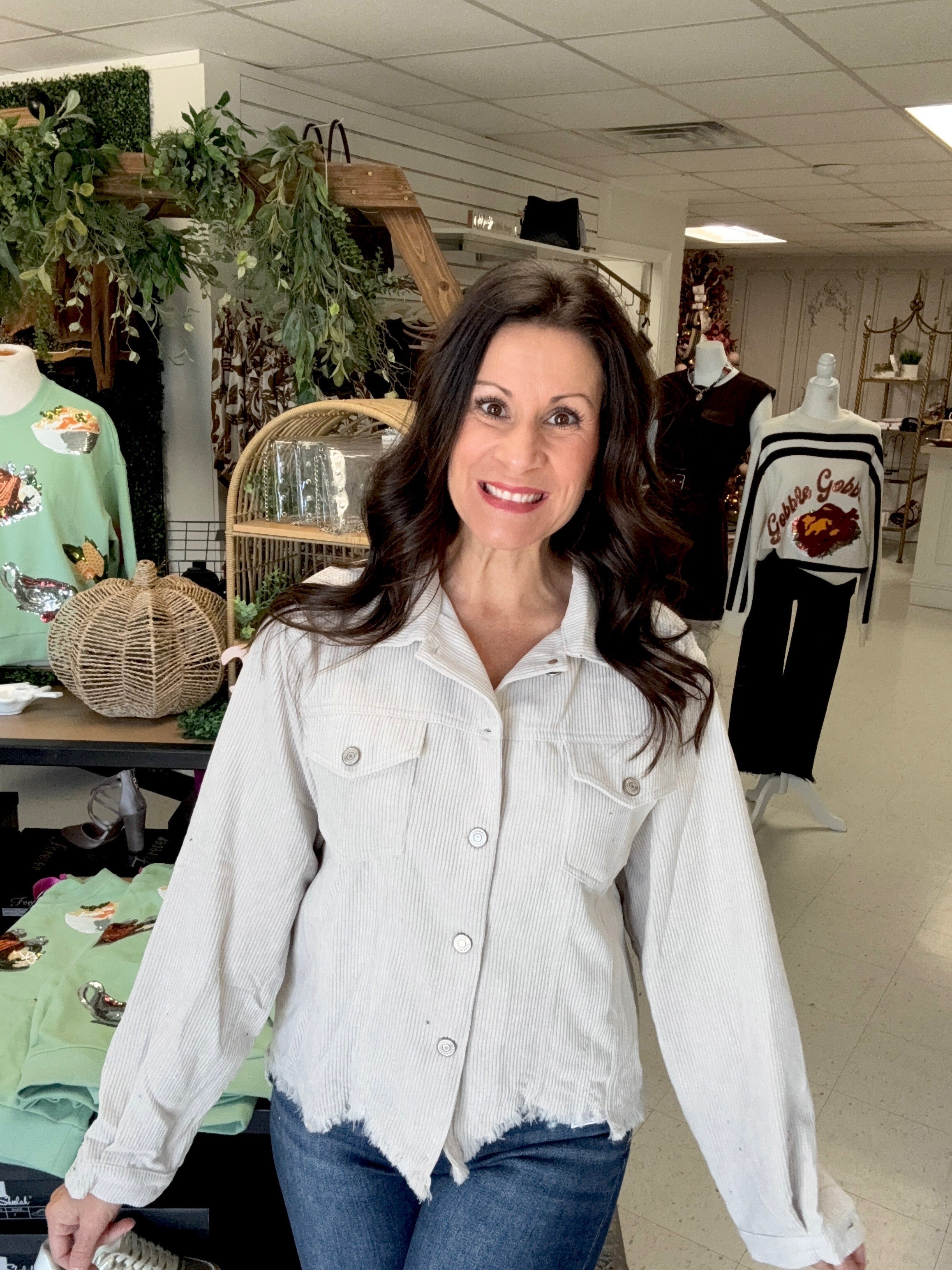 Dilhia Distressed Corduroy Jacket