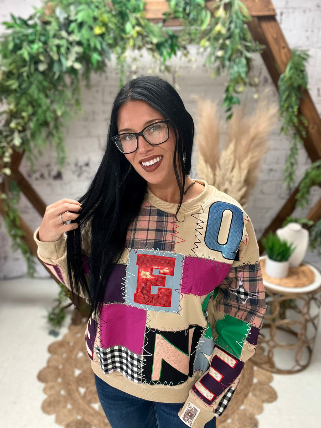 Multi Queen Patchwork Sweatshirt