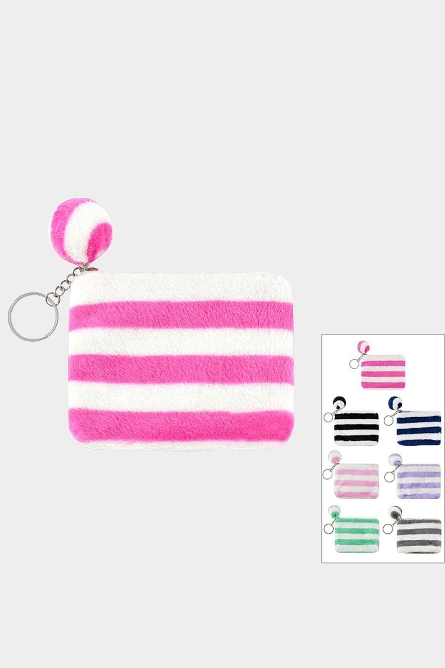 Striped Coin Purse Key Chain