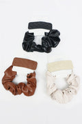 Faux Leather Scrunchie and Hair Clip Set