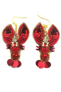Red Crawfish Bead Hook Earrings