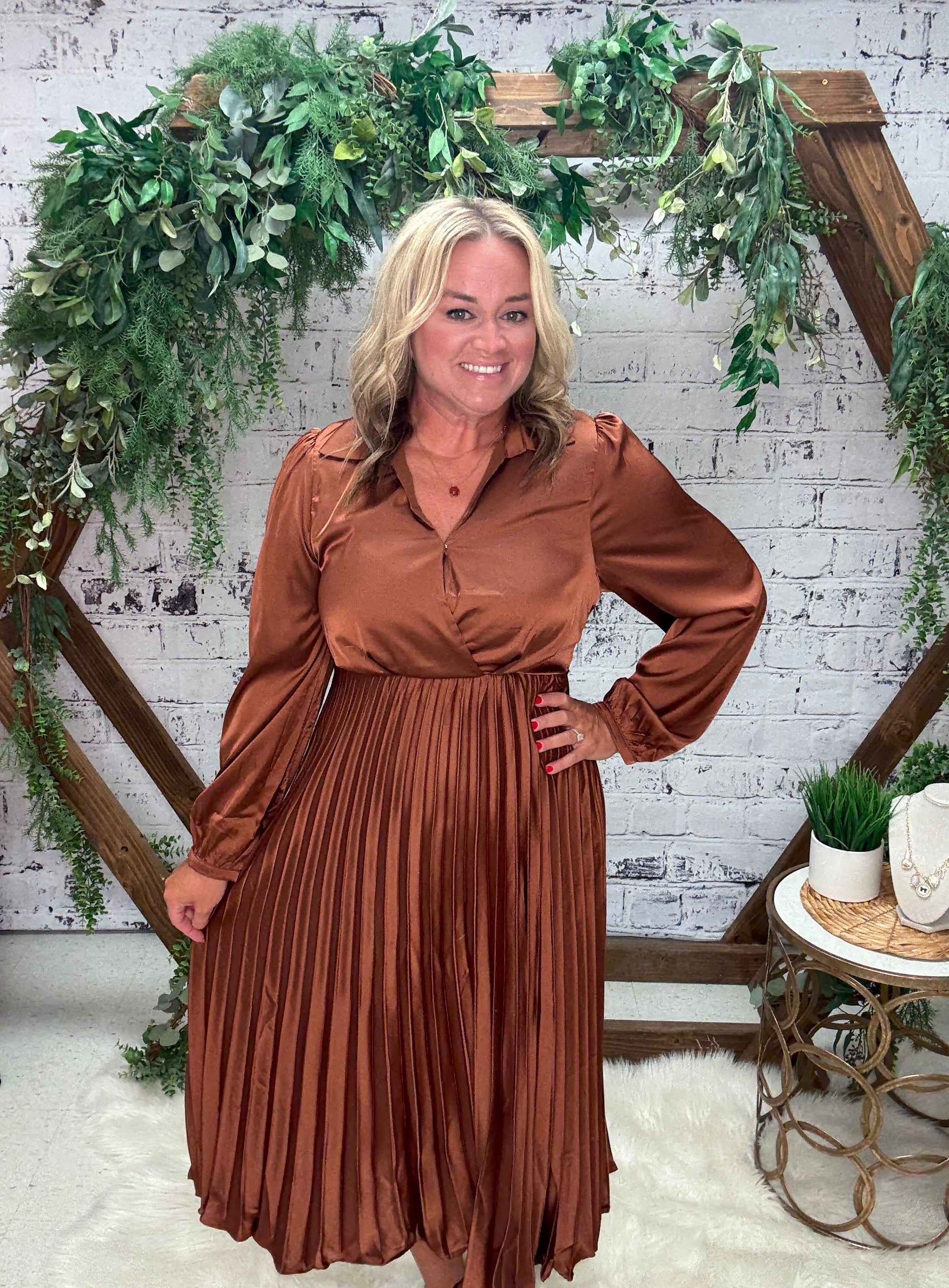 Elegance First Satin Midi Dress