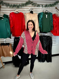 Leopard Contrast Button Down Cardigan *Final Sale*