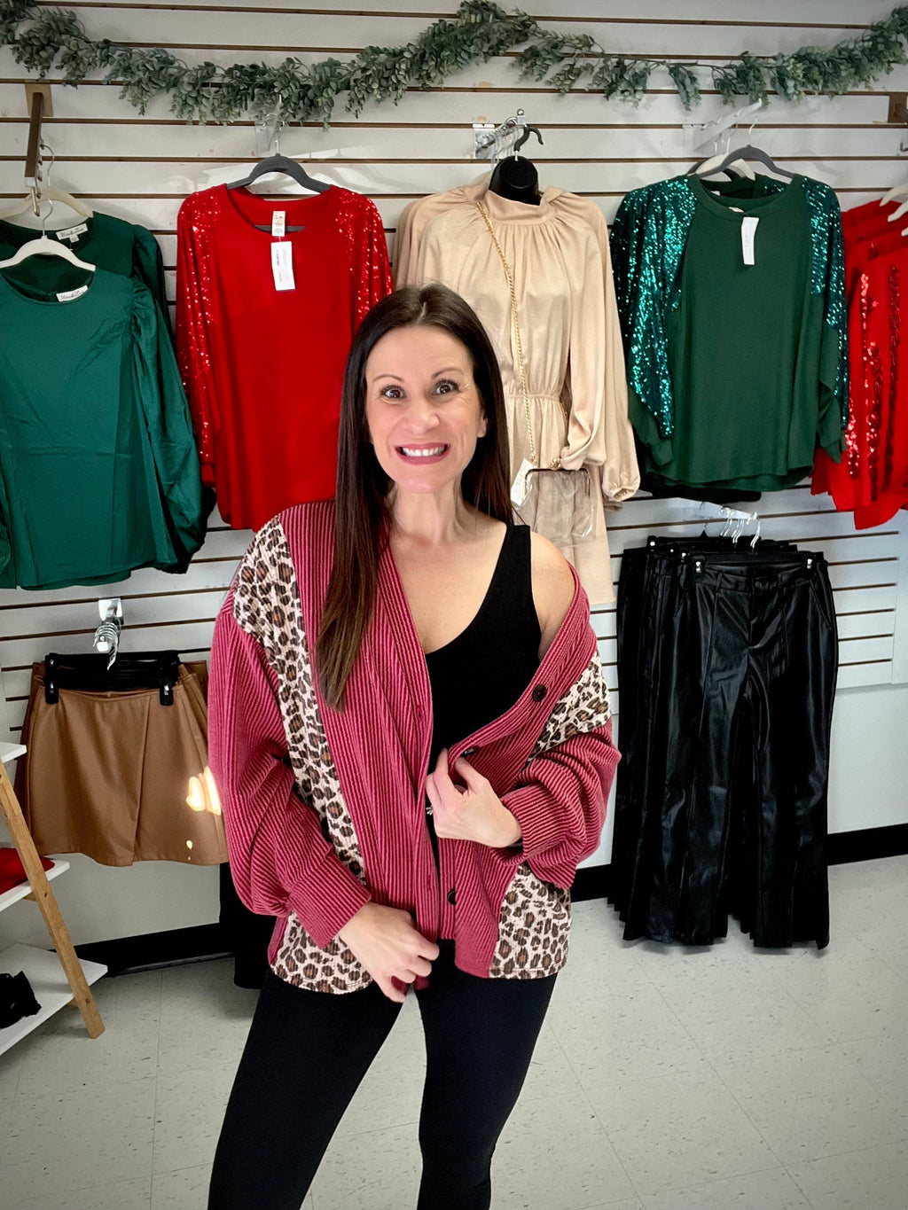 Leopard Contrast Button Down Cardigan *Final Sale*