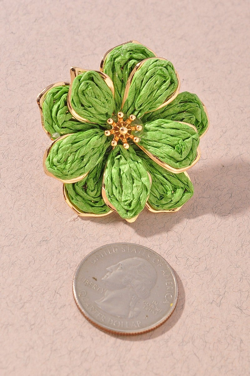 Woven Flower Statement Stud Earrings