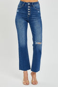 Trend High Rise Button Down Ankle Straight Jeans
