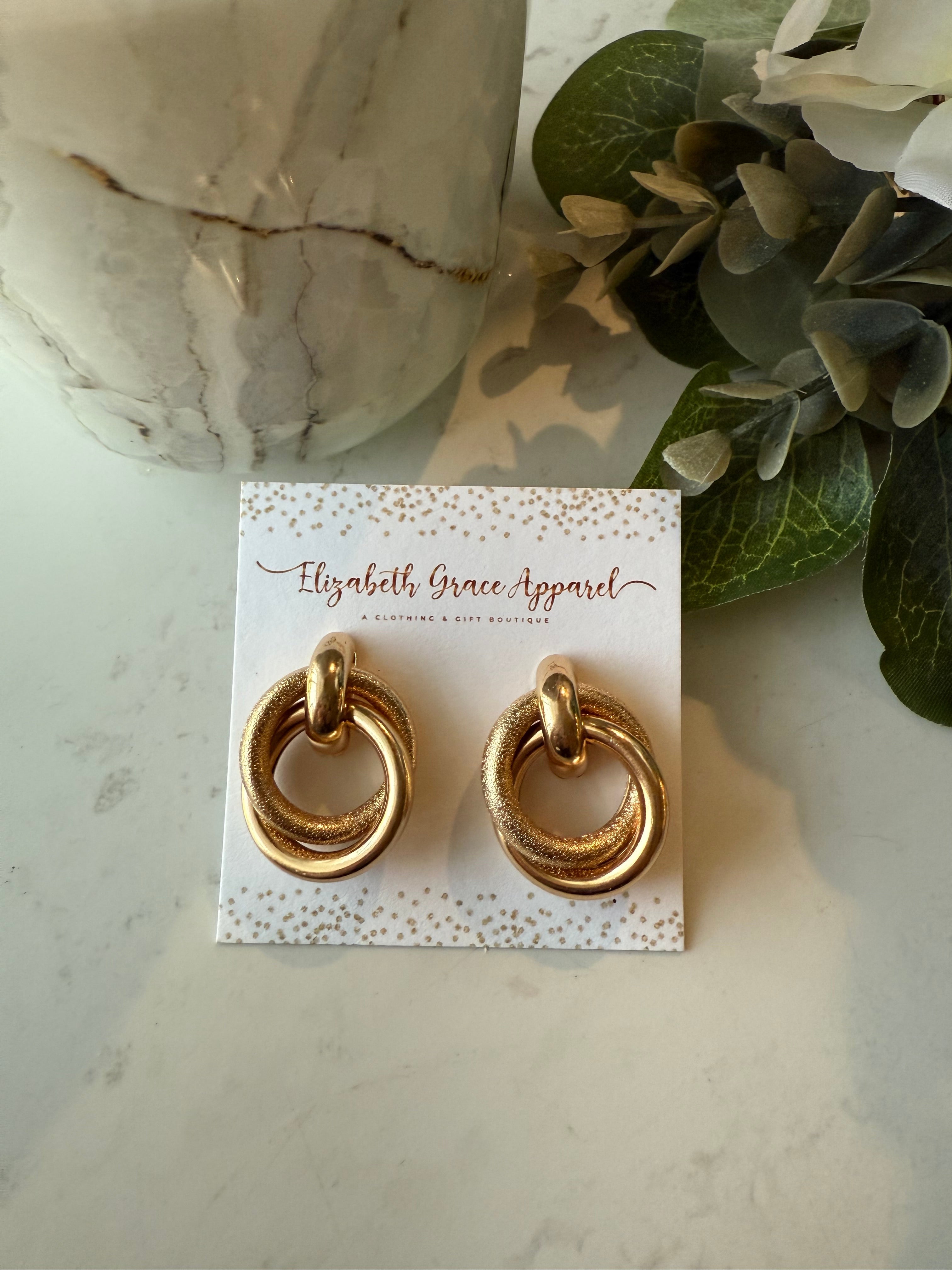 Textured Gold Circle Earrings
