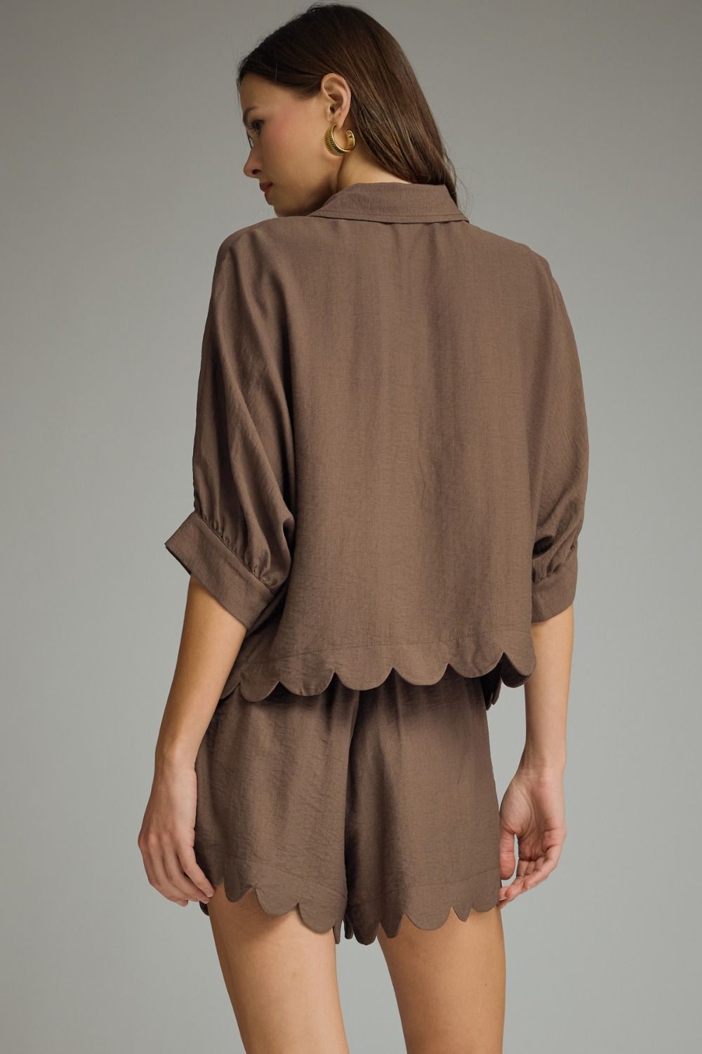 Cocoa Cloud Scallop Top