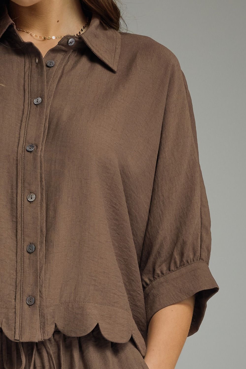 Cocoa Cloud Scallop Top
