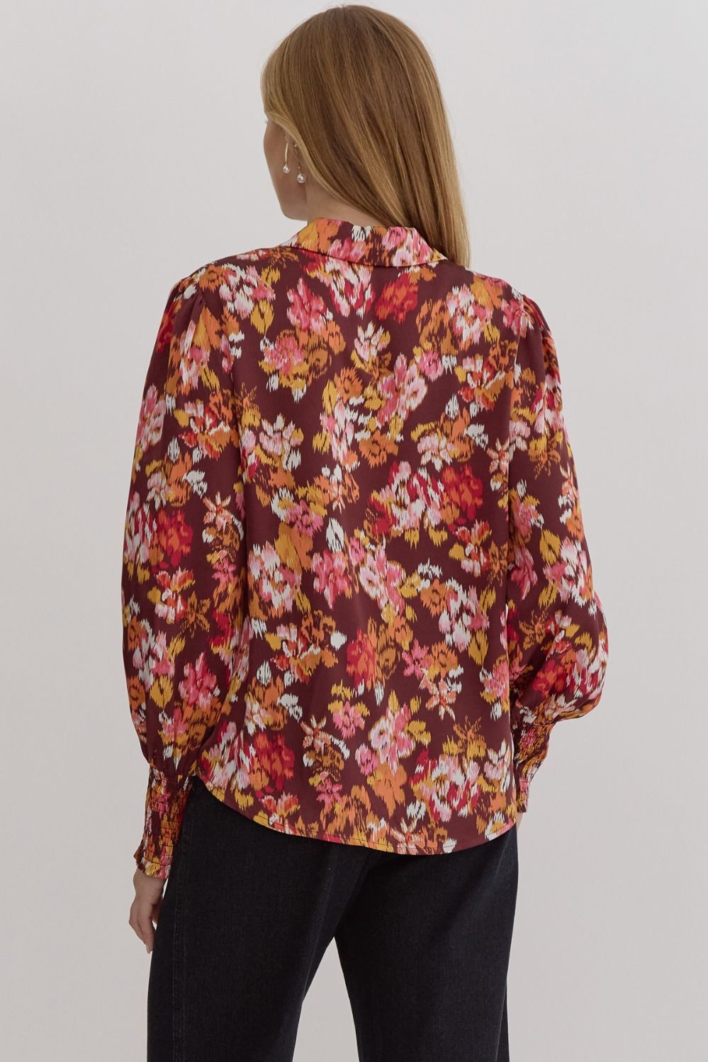 Autumn Bloom Satin Blouse