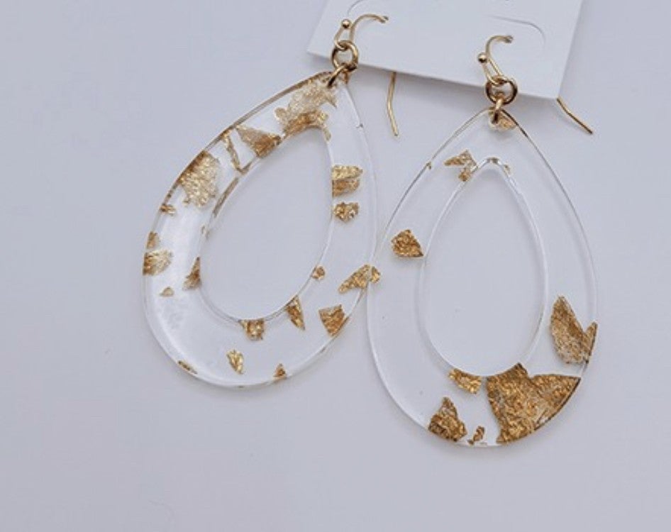 Acrylic Teardrop Foil Earrings