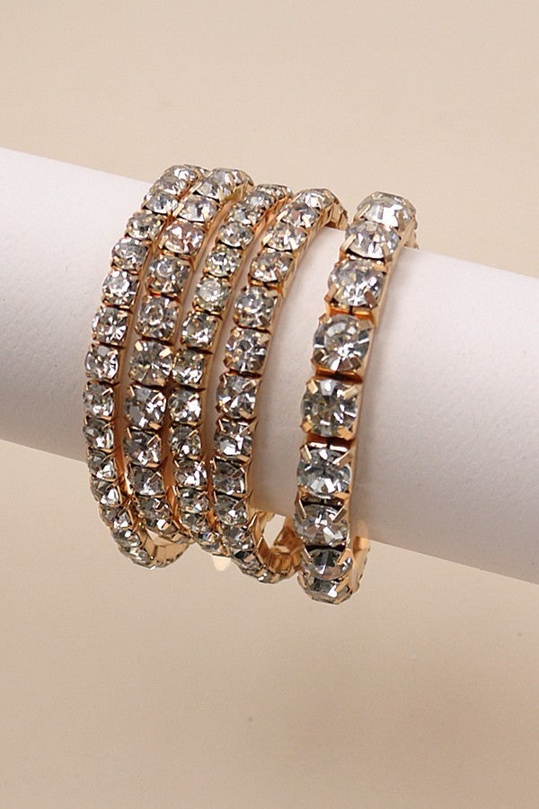 Multi Layer Rhinestone Stretch Bracelet Set