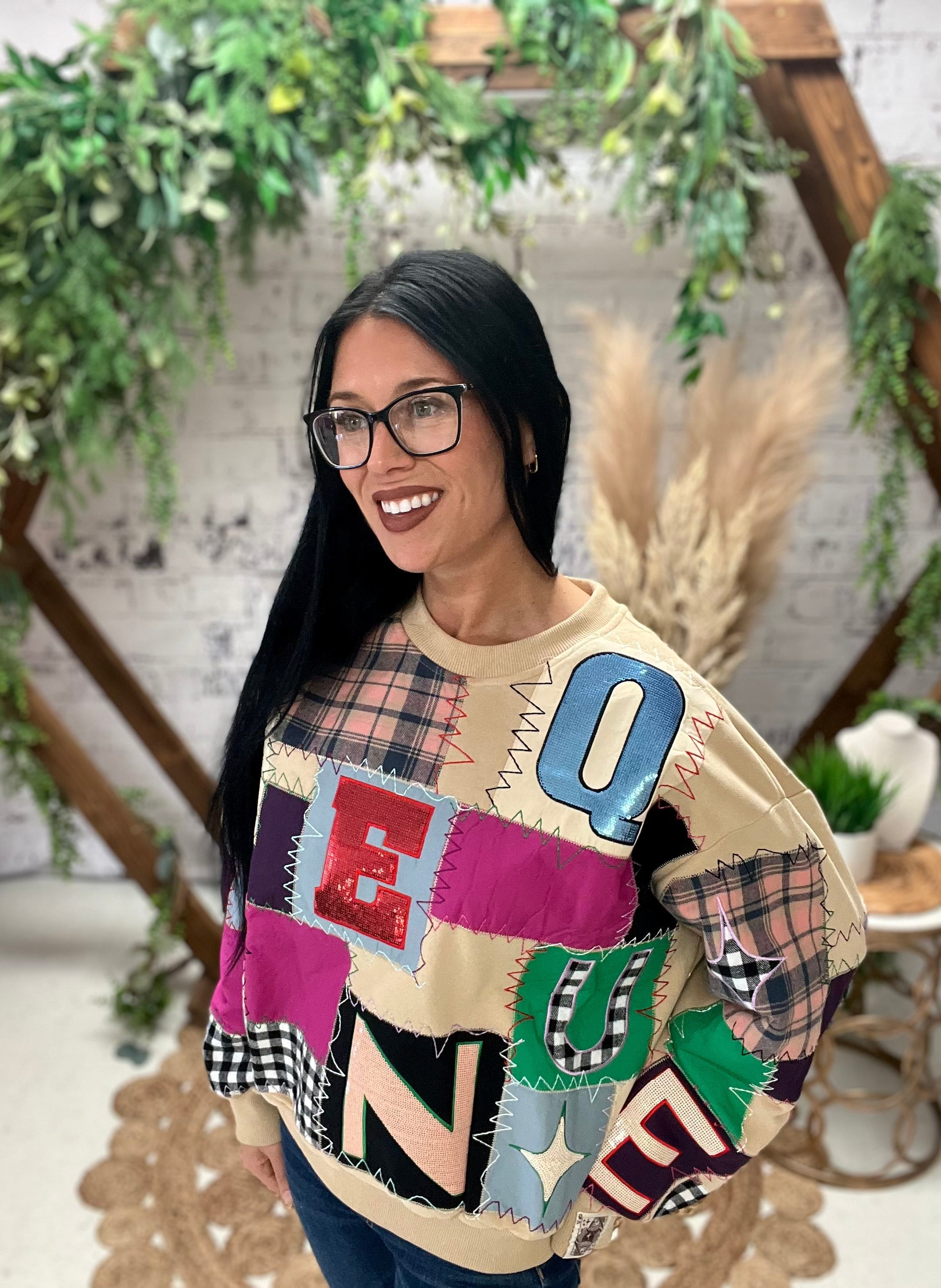 Multi Queen Patchwork Sweatshirt
