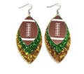 Glittered Football Dangle Earrings