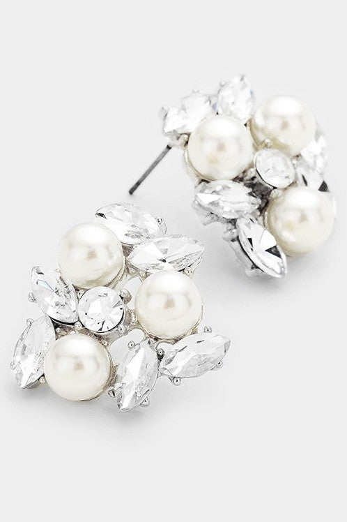 Rhinestone & Pearl Cluster Studs