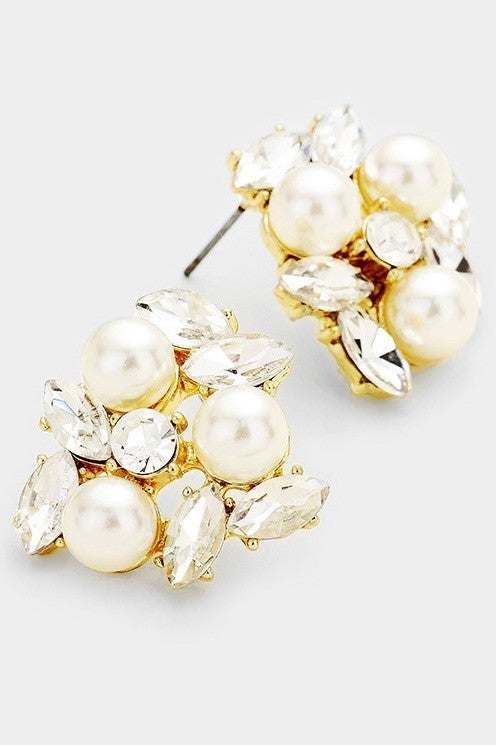 Rhinestone & Pearl Cluster Studs