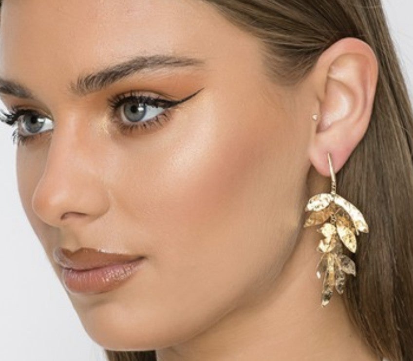 Foil Flake Leaf Earrings